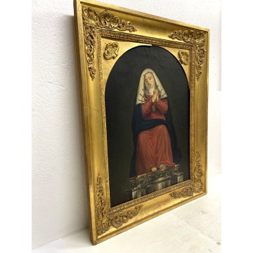 ANTICO DIPINTO OLIO Maria DEI 7 DOLORI Madonna DELLE 7 SPADE RELIGIOSO '800