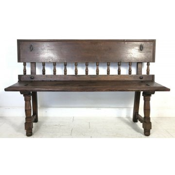 PANCA PANCHINA LEGNO NOCE RUSTICA 3 POSTI GAMBA ROCCHETTO EPOCA 1700 DIVANO 