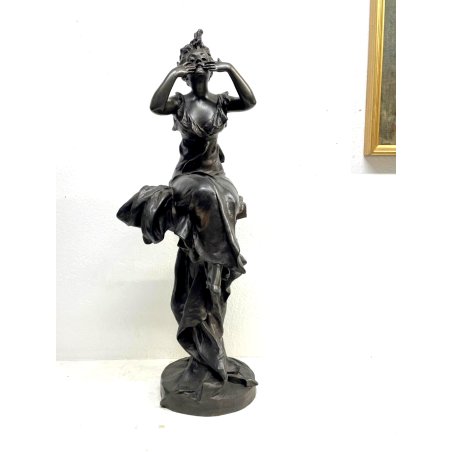 SCULTURA BRONZO Colombine sur un croissant de lune G. VAN DER STRAETEN '800