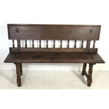 PANCA PANCHINA LEGNO NOCE RUSTICA 3 POSTI GAMBA ROCCHETTO EPOCA 1700 DIVANO 