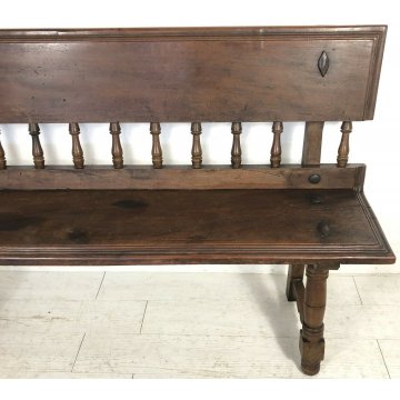 PANCA PANCHINA LEGNO NOCE RUSTICA 3 POSTI GAMBA ROCCHETTO EPOCA 1700 DIVANO 