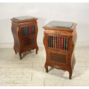 ANTICA COPPIA COMODINO Stile Luigi XV LEGNO LIBRERIA COMODINI Regency PRIMI 1900