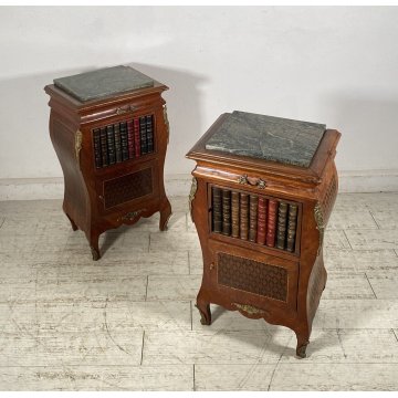 ANTICA COPPIA COMODINO Stile Luigi XV LEGNO LIBRERIA COMODINI Regency PRIMI 1900