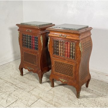 ANTICA COPPIA COMODINO Stile Luigi XV LEGNO LIBRERIA COMODINI Regency PRIMI 1900