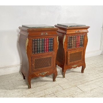 ANTICA COPPIA COMODINO Stile Luigi XV LEGNO LIBRERIA COMODINI Regency PRIMI 1900