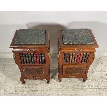 ANTICA COPPIA COMODINO Stile Luigi XV LEGNO LIBRERIA COMODINI Regency PRIMI 1900