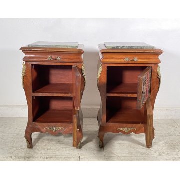 ANTICA COPPIA COMODINO Stile Luigi XV LEGNO LIBRERIA COMODINI Regency PRIMI 1900