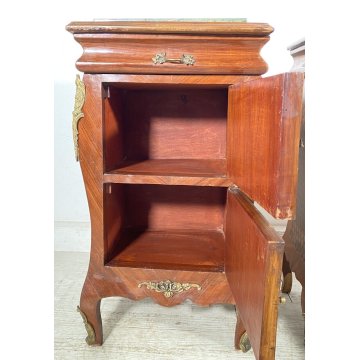 ANTICA COPPIA COMODINO Stile Luigi XV LEGNO LIBRERIA COMODINI Regency PRIMI 1900