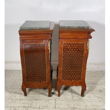 ANTICA COPPIA COMODINO Stile Luigi XV LEGNO LIBRERIA COMODINI Regency PRIMI 1900