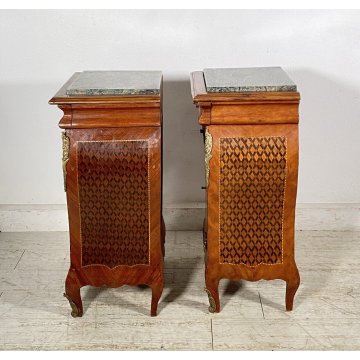 ANTICA COPPIA COMODINO Stile Luigi XV LEGNO LIBRERIA COMODINI Regency PRIMI 1900