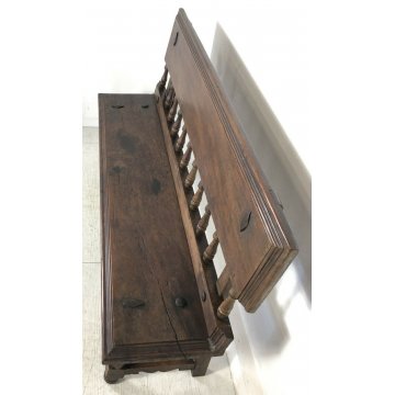 PANCA PANCHINA LEGNO NOCE RUSTICA 3 POSTI GAMBA ROCCHETTO EPOCA 1700 DIVANO 