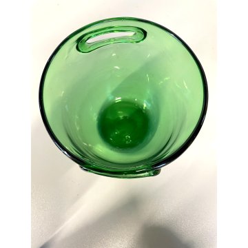 SECCHIELLO GHIACCIO VINTAGE ICE BUCKET VASO VETRO SOFFIATO VERDE Empoli MCM ø 14