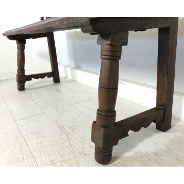 PANCA PANCHINA LEGNO NOCE RUSTICA 3 POSTI GAMBA ROCCHETTO EPOCA 1700 DIVANO 