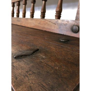 PANCA PANCHINA LEGNO NOCE RUSTICA 3 POSTI GAMBA ROCCHETTO EPOCA 1700 DIVANO 