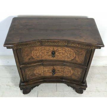 ANTICO COMODINO LEGNO MASSELLO NOCE 2 CASSETTI STILE CLASSICO AGE 1800 EPOCA OLD