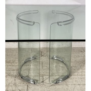 TAVOLO PRANZO DESIGN ATTR. Gallotti & Radice VETRO TABLE GLASS ANNI 70 QUADRATO