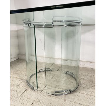 TAVOLO PRANZO DESIGN ATTR. Gallotti & Radice VETRO TABLE GLASS ANNI 70 QUADRATO