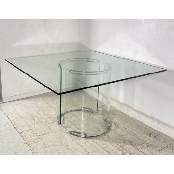 TAVOLO PRANZO DESIGN ATTR. Gallotti & Radice VETRO TABLE GLASS ANNI 70 QUADRATO