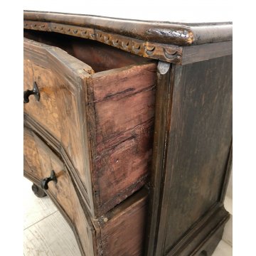 ANTICO COMODINO LEGNO MASSELLO NOCE 2 CASSETTI STILE CLASSICO AGE 1800 EPOCA OLD