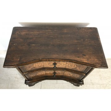 ANTICO COMODINO LEGNO MASSELLO NOCE 2 CASSETTI STILE CLASSICO AGE 1800 EPOCA OLD