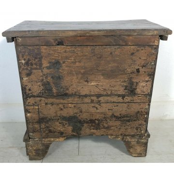 ANTICO COMODINO LEGNO MASSELLO NOCE 2 CASSETTI STILE CLASSICO AGE 1800 EPOCA OLD