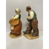COPPIA SCULTURA CERAMICA CONTADINI G. Cacciapuoti CESTO ORTAGGI MERCATO RARA 900