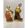 COPPIA SCULTURA CERAMICA CONTADINI G. Cacciapuoti CESTO ORTAGGI MERCATO RARA 900
