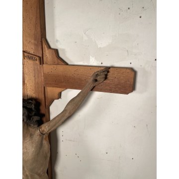 ANTICO GRANDE CRISTO CROCIFISSO EPOCA 1700 LEGNO SCOLPITO CROCE Gesù RELIGIOSO