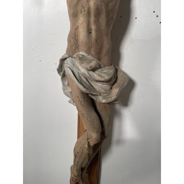 ANTICO GRANDE CRISTO CROCIFISSO EPOCA 1700 LEGNO SCOLPITO CROCE Gesù RELIGIOSO