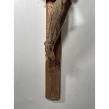 ANTICO GRANDE CRISTO CROCIFISSO EPOCA 1700 LEGNO SCOLPITO CROCE Gesù RELIGIOSO