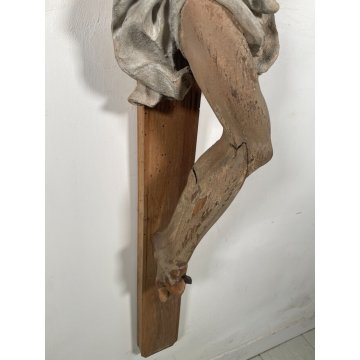 ANTICO GRANDE CRISTO CROCIFISSO EPOCA 1700 LEGNO SCOLPITO CROCE Gesù RELIGIOSO