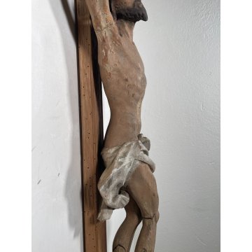 ANTICO GRANDE CRISTO CROCIFISSO EPOCA 1700 LEGNO SCOLPITO CROCE Gesù RELIGIOSO