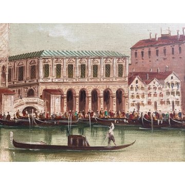 GRANDE ANTICO QUADRO OLIO TELA G. Vitali VEDUTA Bacino di San Marco VENEZIA '900