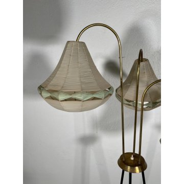 LAMPADA DA TERRA VINTAGE ANNI 50 PORTA RIVISTE OTTONE 3 LUCI DESIGN PIANTANA