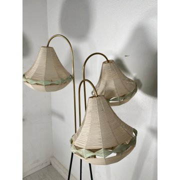 LAMPADA DA TERRA VINTAGE ANNI 50 PORTA RIVISTE OTTONE 3 LUCI DESIGN PIANTANA