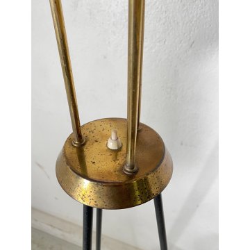 LAMPADA DA TERRA VINTAGE ANNI 50 PORTA RIVISTE OTTONE 3 LUCI DESIGN PIANTANA