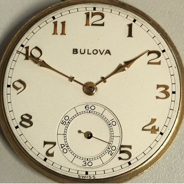 ANTICO OROLOGIO TASCA Bulova 17AH anni 50 10k Old Pocket Watch Rolled Gold Plate