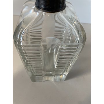 ANTICA BOTTIGLIA Whisky DECANTER CRISTALLO MOLATO COLLARE ARGENTO 800 ART DECO'