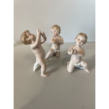 4 FIGURE PUTTO PORCELLANA Biscuit CAPODIMONTE CHERUBINI AMORINI ANGIOLETTI '900