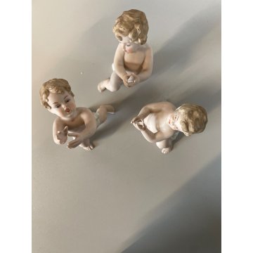 4 FIGURE PUTTO PORCELLANA Biscuit CAPODIMONTE CHERUBINI AMORINI ANGIOLETTI '900