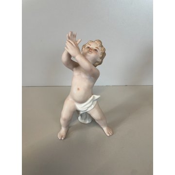 4 FIGURE PUTTO PORCELLANA Biscuit CAPODIMONTE CHERUBINI AMORINI ANGIOLETTI '900