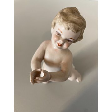 4 FIGURE PUTTO PORCELLANA Biscuit CAPODIMONTE CHERUBINI AMORINI ANGIOLETTI '900