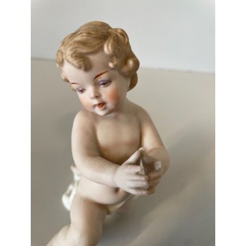 4 FIGURE PUTTO PORCELLANA Biscuit CAPODIMONTE CHERUBINI AMORINI ANGIOLETTI '900