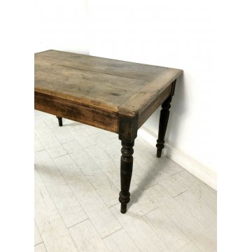 ANTICO TAVOLO in NOCE CASTAGNO CON CASSETTO GAMBE TORNITE 1800 EPOCA 130x86x81H