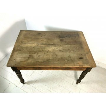 ANTICO TAVOLO in NOCE CASTAGNO CON CASSETTO GAMBE TORNITE 1800 EPOCA 130x86x81H