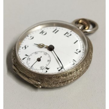 ANTICO OROLOGIO TASCA ARGENTO 925 monachina epoca SILVER POCKET WATCH taschino