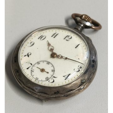 ANTICO OROLOGIO TASCA ARGENTO 800 monachina epoca SILVER POCKET WATCH taschino