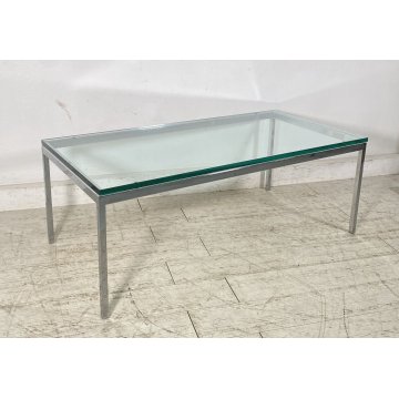 TAVOLINO DA SALOTTO Florence Knoll ANNI 60 AMERICANO VETRO ACCIAIO CROMATO TABLE