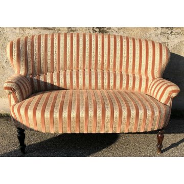 SET SALOTTO LUIGI FILIPPO DIVANO 2 POLTRONE POGGIA PIEDI 1800 SOFA PUOF VELLUTO 