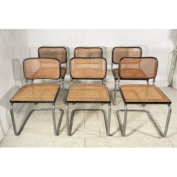 SET 6 SEDIA Marcel Breuer Gavina CESCA PAGLIA DI VIENNA DESIGN ANNI 60/70 B32